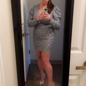 Elegant Silver Sequin Dress